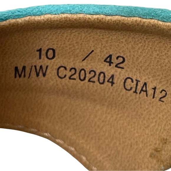 BOC Born Sandals Women's 10/42 Teal Leather Espadrille Wedge Open Toe Slingback - Picture 2 of 13